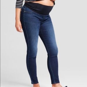 Maternity Crossover Panel Skinny Jeans, dark wash